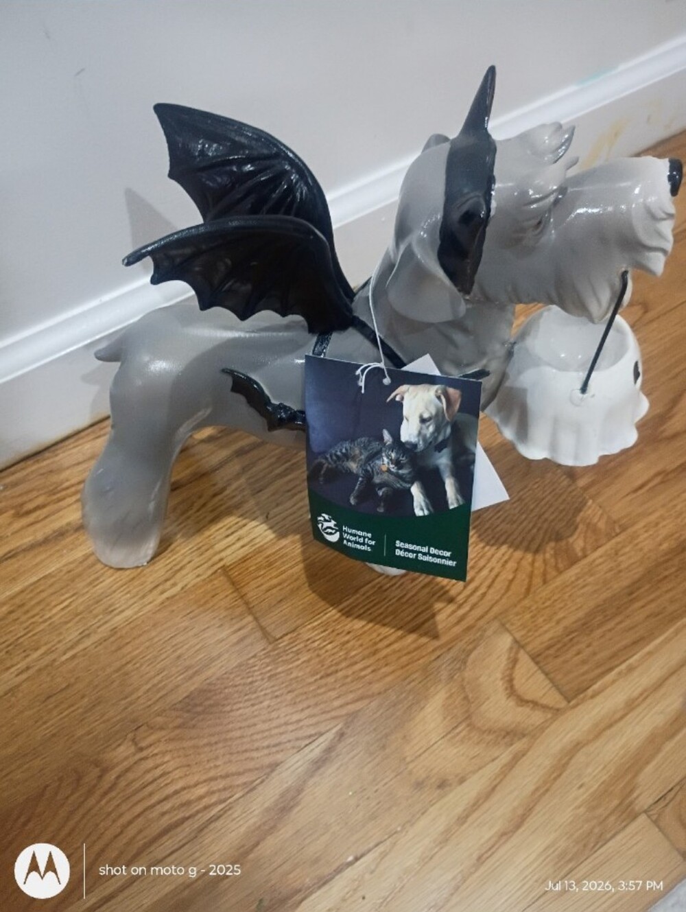 Schnauzer Halloween Dog With Bat Wings &Candy Holder. - Picture 4 of 5